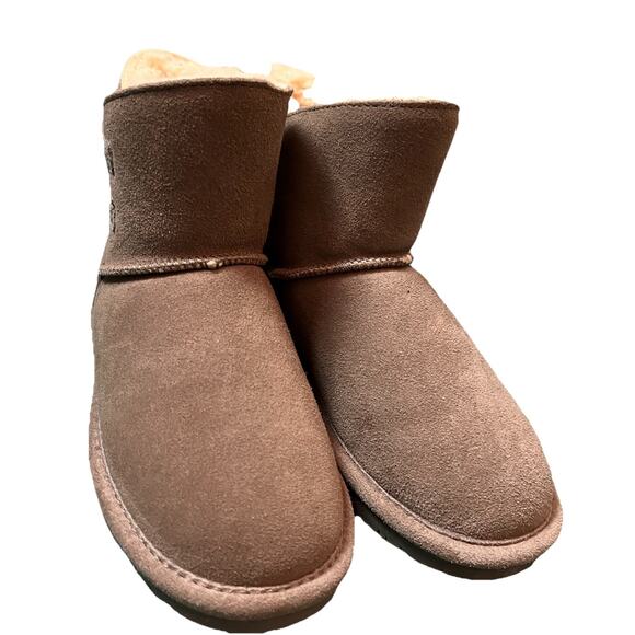 BEARPAW women's snow booties shoe size 5 Tan brown suede upper ROSY button up - Picture 7 of 8